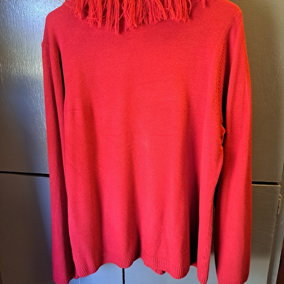 New wt Choices by Notations Red Fringe Shawl Collar Cardigan Sweater XL - Picture 10 of 11